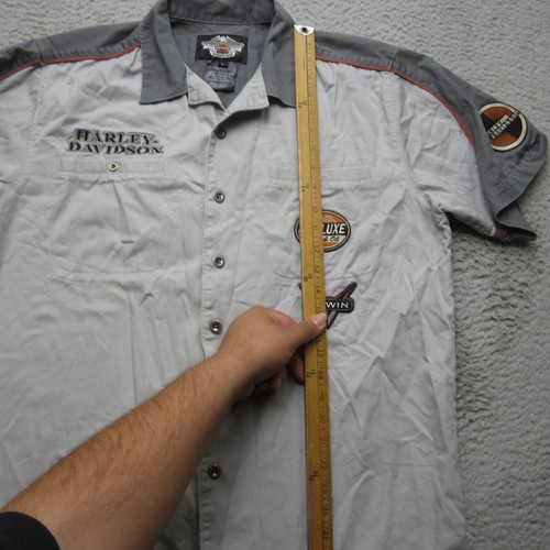Harley Davidson Hemd Herren L Knopfleiste Mechaniker Garage Biker Motorradfahren - Bild 8 von 14