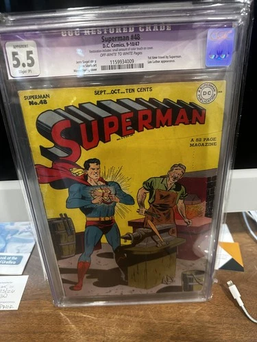 Superman 48 DC September-October 1947 Luthor CGC Restore Grade 5.5 Reduced Price