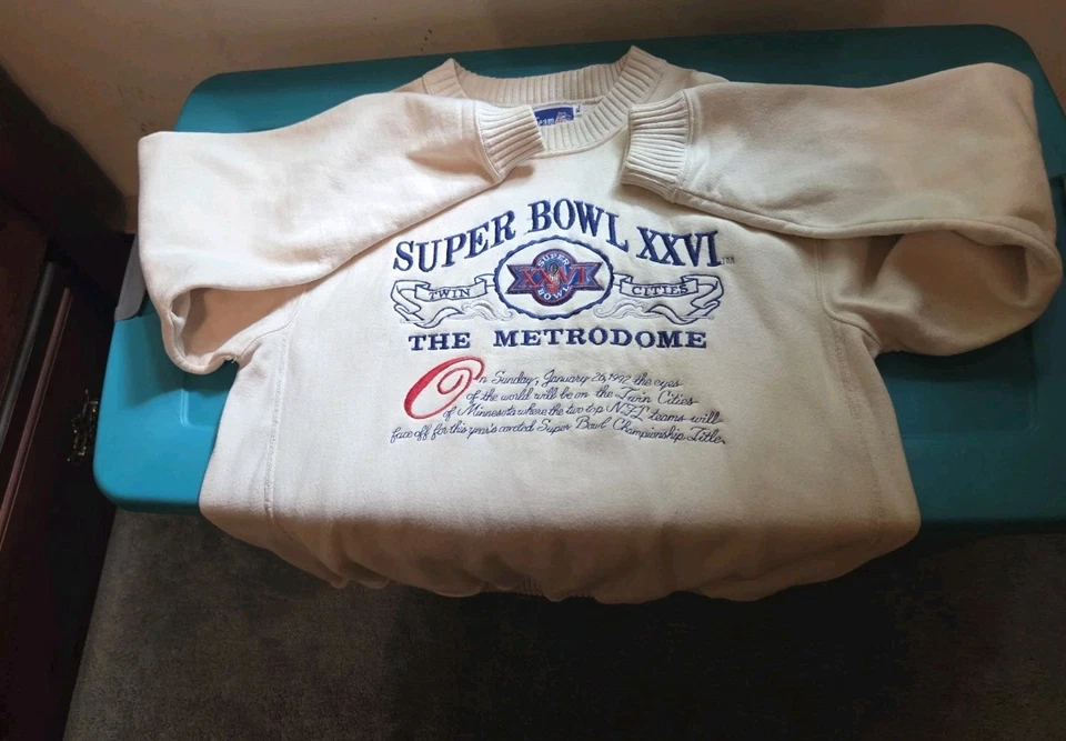 Beautiful Vintage 1992 Bills vs Skins Nutmeg  SUPER BOWL 26 XXVI  Sweatshirt - Image 3 of 4
