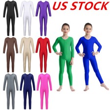 Kids Girls Gymnastics Ballet Dance Leotard Full Bodysuit Yoga Gym Outfits