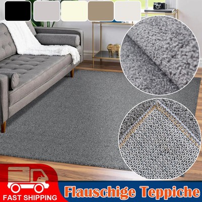 Moderner Flauschiger Kurzflor Rund Teppich Anti-Rutsch Rückseite Waschbar Soft