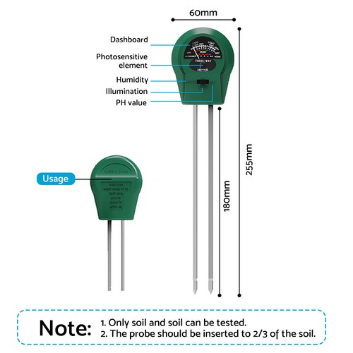 PH Meter TDS PPM Meter Soild PH Tester 3 in 1 for Home Water and Garden Soil Use - Picture 3 of 8