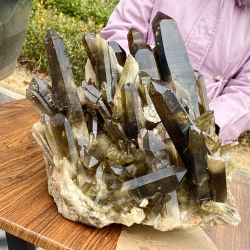 54.74LB Natural Tea black Crystal quartz Cluster Mineral Specimen Healing reiki - 第 3/16 張圖片
