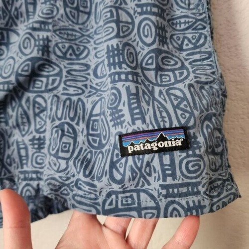 Patagonia Vintage 90s Nylon Aztec Tribal Fish Print Baggies Boardshorts Gr. L - Bild 10 von 10