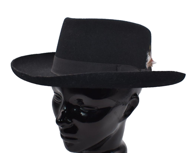 Stetson Mallory Western Fedora Hat Black Pure Wool Sawyer Stetson Mallory Western Fedora Hat Black Pure Wool Sawyer