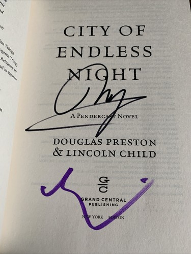 Signed City of Endless Night Douglas Preston Child 1st Poisoned Pen Postcard - Picture 3 of 8