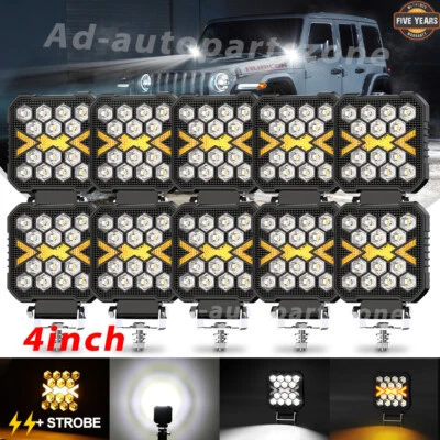 COLIGHT 10PCS 4"Inch 12V 2000W LED Work Light Bar Flood spot Driving OffRoad Tractor 4WD