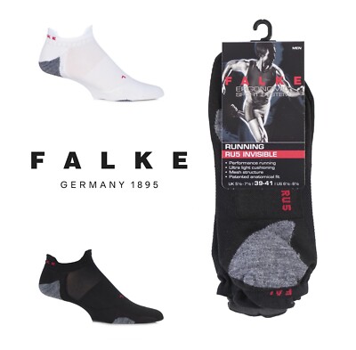 Mens Running Socks Invisible Sports FALKE RU5 Performance Black / White - 1 Pair