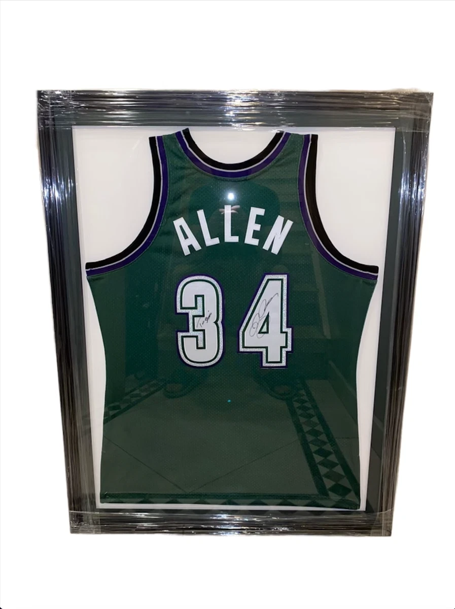 Ray Allen Signed Milwaukee Bucks Jersey Framed Autographed Bucks Jersey JSA