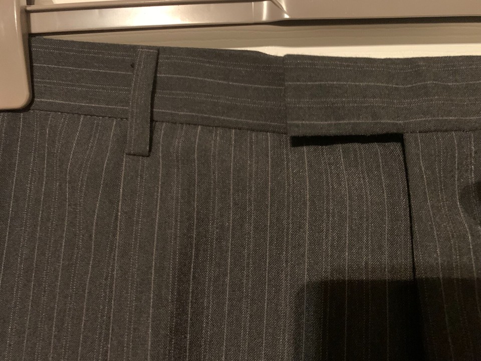 NEW, without tags, Men's dark grey pinstripe trousers 40" waist, 29