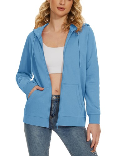 Women's Fleece Hoodies Casual Lightweight Sweatshirt Full Zip Sportswear Jackets - Picture 52 of 102