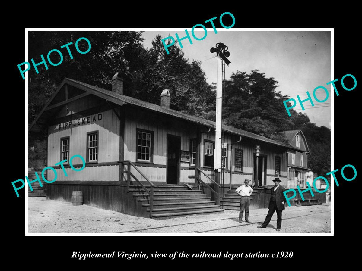 OLD POSTCARD SIZE PHOTO OF RIPPLEMEAD VIRGINIA THE RAILROAD DEPOT