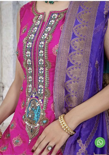 Pakistani Shalwar Kameez For Women - Original Khuda Baksh Silk Dress Formal Suit - Picture 4 of 6