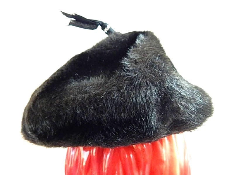 Chapéu gorro vintage década de 1960 vegano falso peludo strass borla inverno criança menina - Imagem 4 de 4