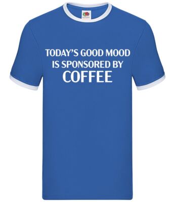 Sponsored By Coffee - Mens Ringer - Latte Flat White Funny Mood Espresso