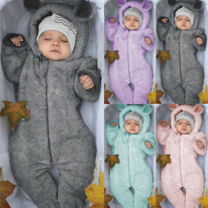 Warm Outfits Baby Romper Girl Jumpsuit Newborn Boy Coat Outwear Hooded Winter