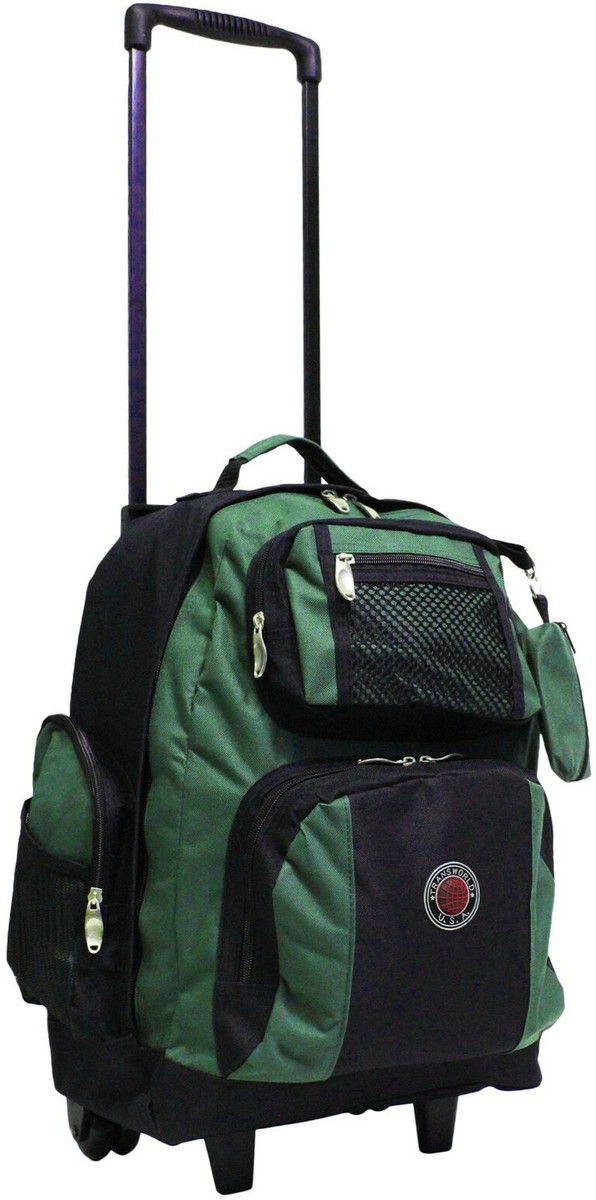 Transworld Roll-Away 22-inch Deluxe Rolling Backpack (Black/Green) | eBay Transworld Roll-Away 22-inch Deluxe Rolling Backpack (Black/Green) | eBay