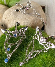 1pc Reverse Wings Heart CZ Gem Belly Ring Navel Naval Top Down Piercing Pierced