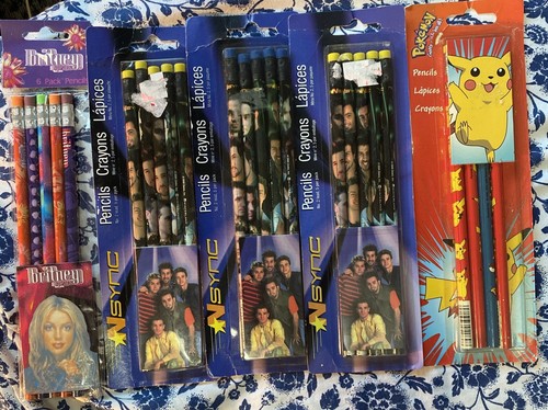 Y2K VTG Pencils Britney Spears N Sync Pokémon Rare Lot 1999 2000 2001
