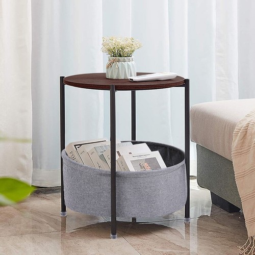 2/3 Tiers Round Bedroom Bedside Cabinet Furniture Storage Nightstand Side Table - Picture 26 of 29
