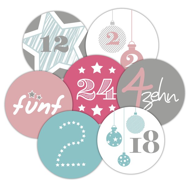 48 Adventskalenderzahlen Aufkleber, FüR 2 Kalender, Pastell Sticker (Angebot)-image