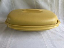 TUPPERWARE MICROWAVE VEGGIE STEAMER RICE COOKER SERVING BOWL 3PC 1273 GOLD EUC