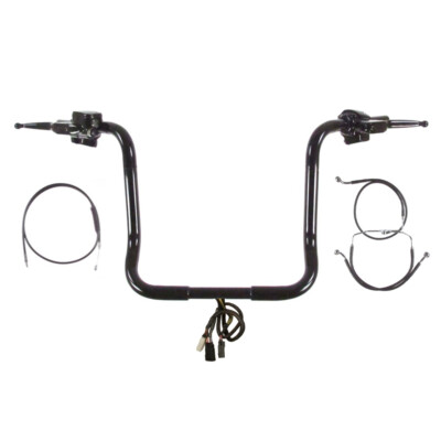 1 1/4'' BBlack 16'' Ape Hanger Handlebar Kit 2008-2013 Harley Ultra Classic No ABS