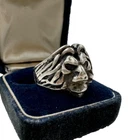 ANTIQUE ARTISAN LION KING RING Sterling Silver HALLMARK LARGE SIZE 8 MAGNIFICENT