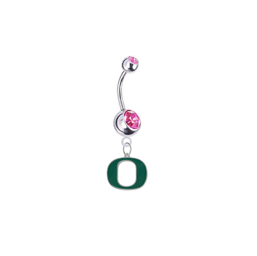 Oregon Ducks Silver Belly Button Navel Ring - Customize Gem Color - NEW - Picture 7 of 8