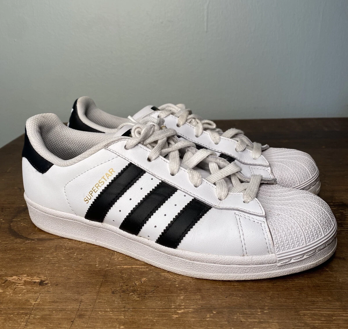 Adidas Women's Superstar Low Top Shell Toe Shoes 8 Cloud White Black | eBay