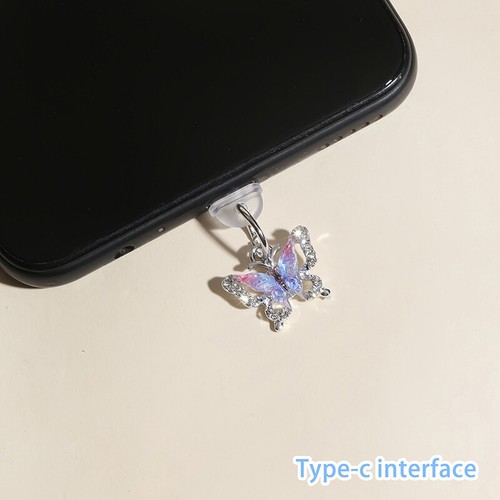 Butterfly Phone Dust Plug Hanging Ornament Mobile Pendant Decoration For Phon AT - Photo 5/11