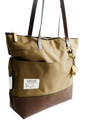R.Riveter Harriet Canvas & Leather Shopper Tote 834544 Wheat