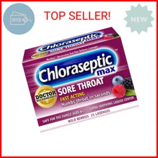 Chloraseptic Max Strength Sore Throat Lozenges, Wild Berries, 15 Count, 1 Pack