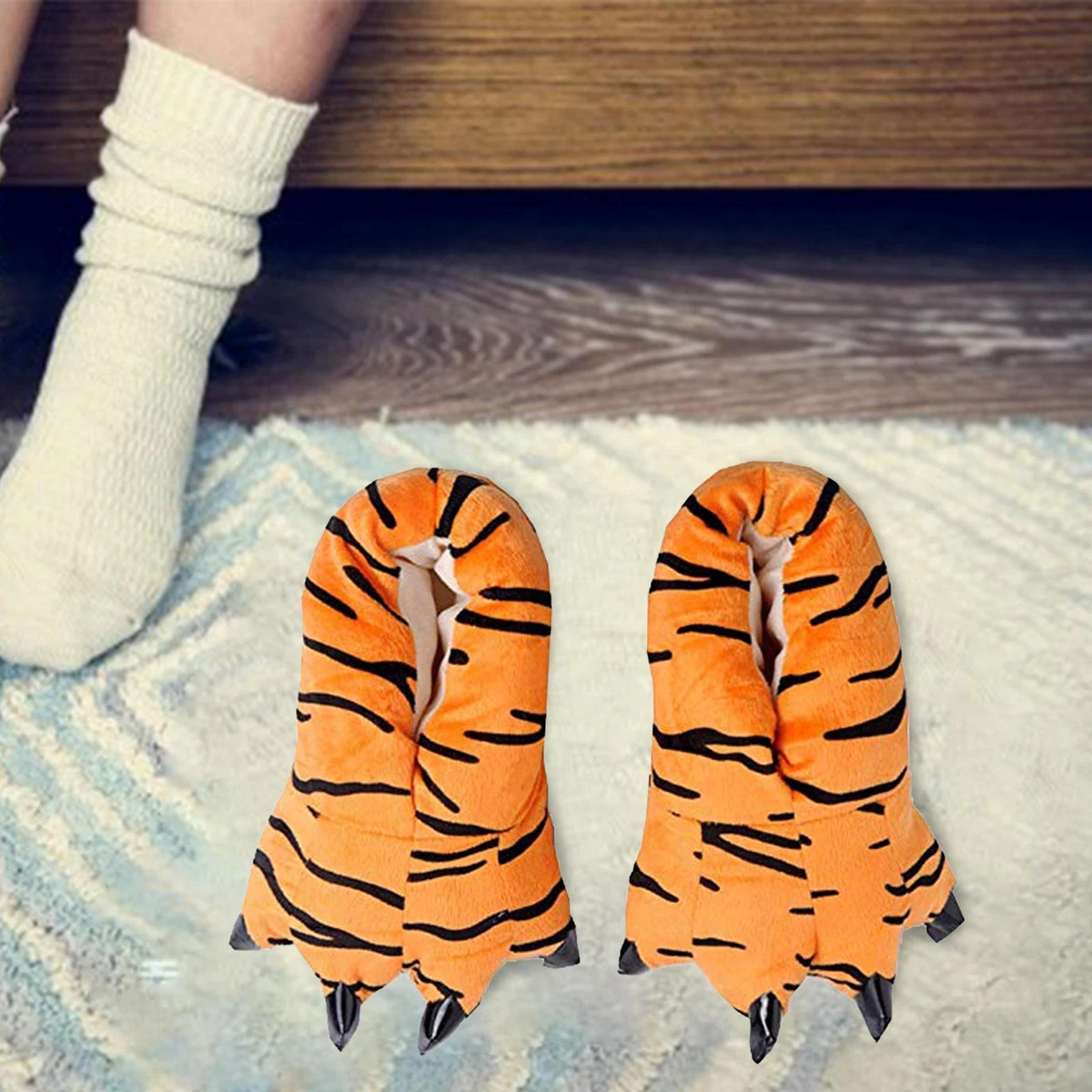 Adults Kids Animal Monster Feet Slippers Claw Dinosaur Paw Plush