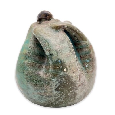 Alter Temple Fruit Figurine Pear Studio Art Ceramic Pottery Turquoise Brown