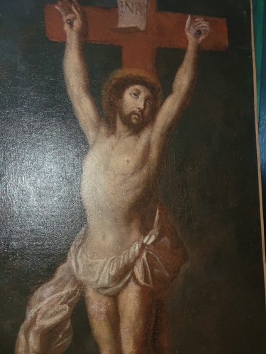19thC Antique Religious Painting Oil Framed Church Jesus 1800s Large - Picture 3 of 4