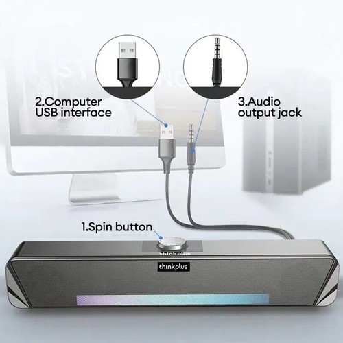 Lenovo TS33 Wired and Bluetooth 5.0 Speaker - With 360 Surround Sound and RGB - Picture 5 of 6