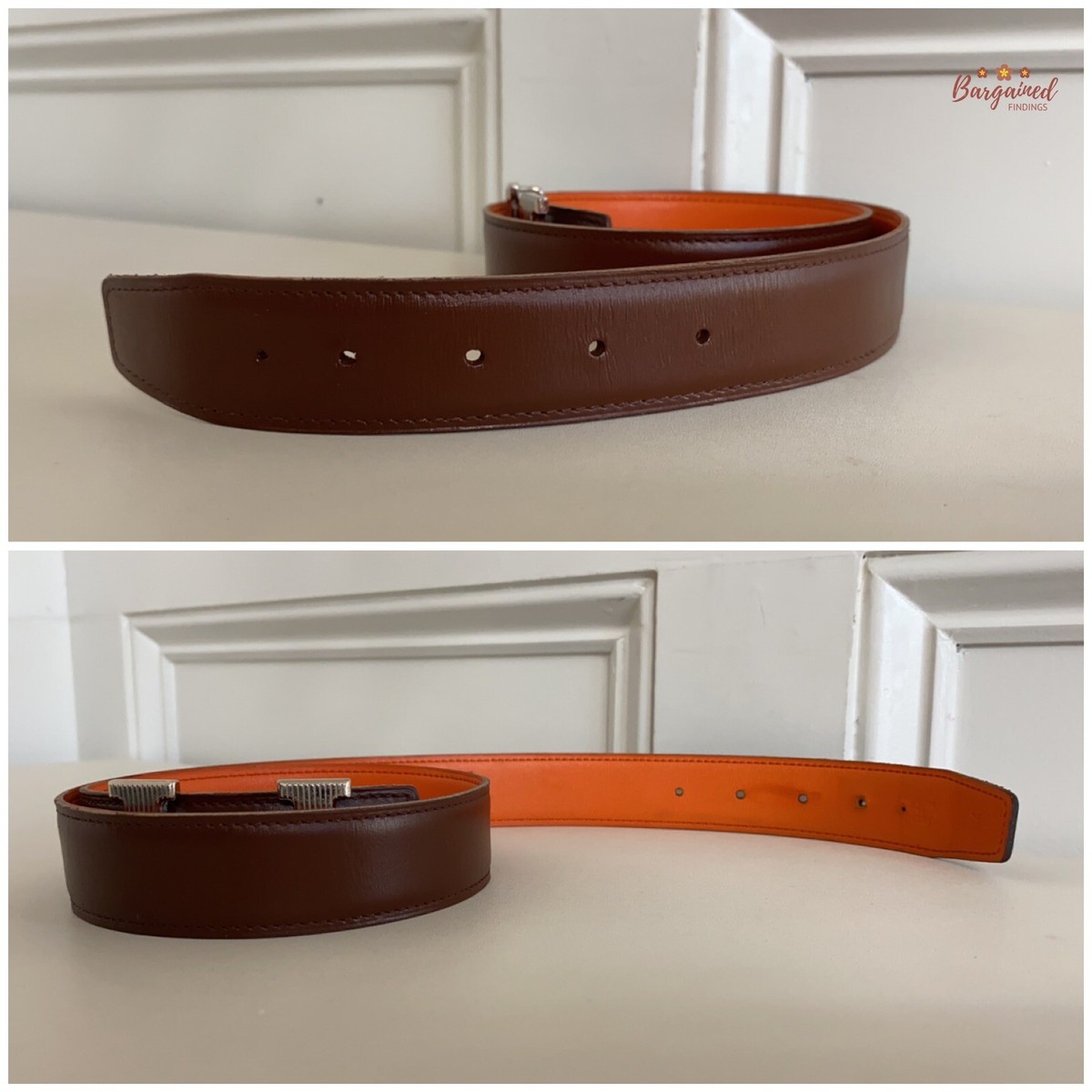 【Havane & Mauve Pale × G金具】HERMES Ancre ベルト Ancre Marin belt buckle & Hermès sur Mer reversible leather