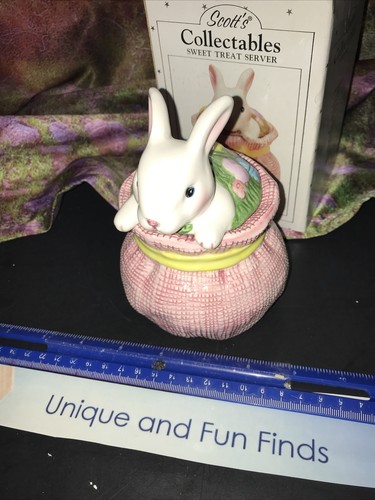 Scotts Collectibles, Easter Bunny, Sweet Treat Server Jar & Lid EUC - Picture 3 of 6