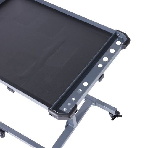 SGS Mobile Workstation Table Adjustable Height Non Slip PVC Mat Bumpers & Wheels - Picture 6 of 11
