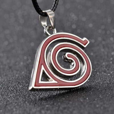 Naruto Decorative Necklace Konoha Ninja Village Sign Pendant (Red