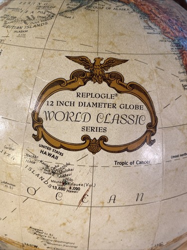 Vintage Replogle Globe World Classic Series 12" Metal Stand USSR Tolman Relief - Picture 7 of 11