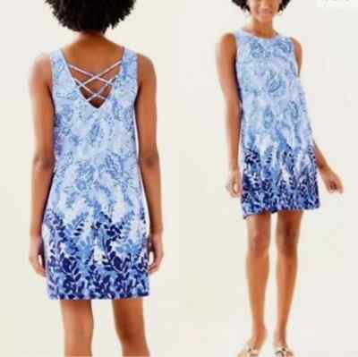 New Lilly Pulitzer Kristen Dress Blue Peri Turtley Awesome White Swing Fit XS
