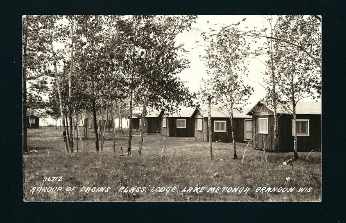 Crandon Wisconsin WI 1941 RPPC Lake Metonga Klass Lodge, 7 Lakeside Log Cabins eBay