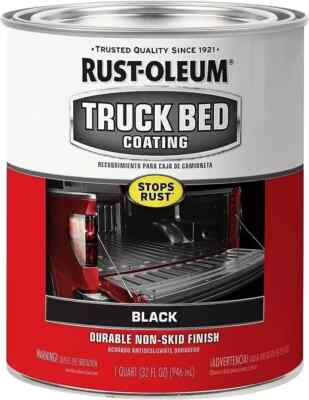 Black Truck Bed Coating 32 Fl Oz Brush or Roll On Liner Paint Rust-Oleum Trailer