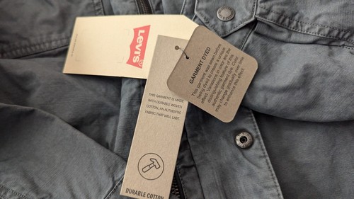 LEVIS Mens Cotton Gray Canvas Lined Military Zipper Snap Jacket Large XL NWT - Picture 13 of 17