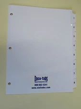500 SETS # 1-8 Numbered index tab dividers, 3 hole reinforced binding edge