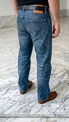 Levi's 524 Herren Jeans Denim Blau Regular Straight Leg W34/L34 Zip Mid Wash