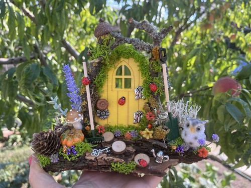 Porta fata tempo del raccolto, giardino in miniatura, porta fata in legno, mobili fata - Foto 5 di 8