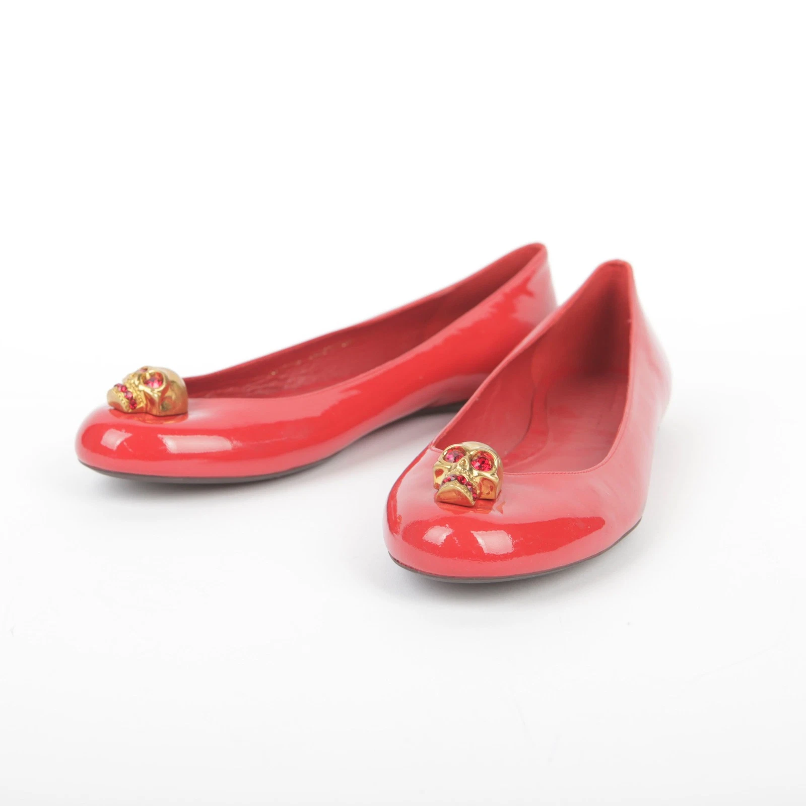 Alexander McQueen Rosso Brevetto Teschio Città Balletto Piatto 270MM 29026574